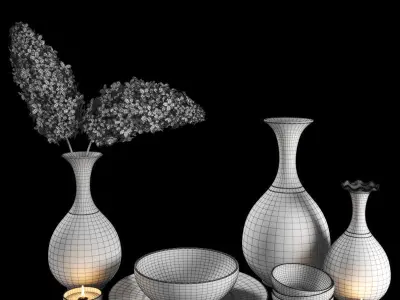 set1230 turkish ceramic tableware set - turkish ceramic table... 3D model