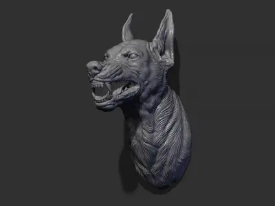 Doberman head grin 3D print model