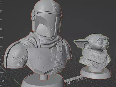  The Mandalorian -  Grogu  3D Printable Busts - STL  3D print model