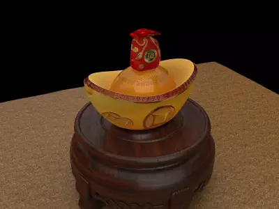 Chinese money bag  Low-poly 3D model