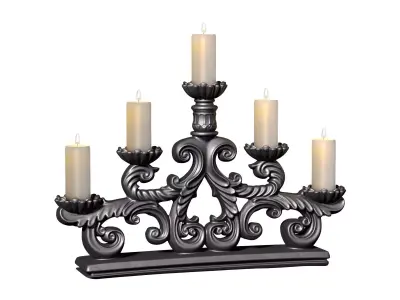 Forged Tabletop Antique Metal Classic Candlestick Candle Holder 3D model