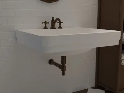 Bathroom bronze faucet Low-poly 3D model