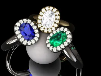Ring 1 gold and emerald 3D print model