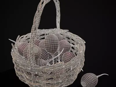 Basket of Beets Low-poly 3D model