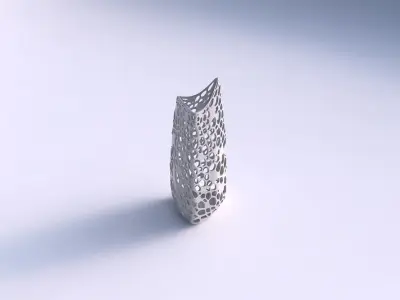 Vase curved tipping triangle 2 with dense organic lattice 3D print model