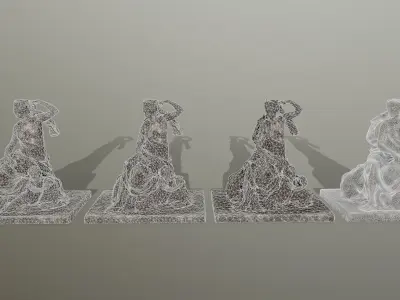 statue of woman holding child Low-poly 3D model