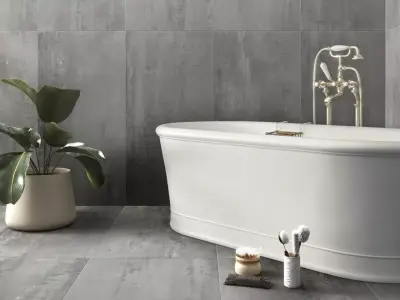 Modern Concrete Bathroom Photorealistic Interior Scene 3D model