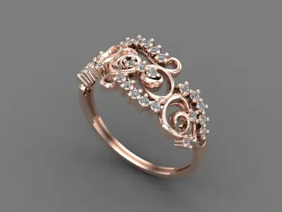 Women Ring Diamond Stone STL 3DM Lightweight Printable 3D print model 71