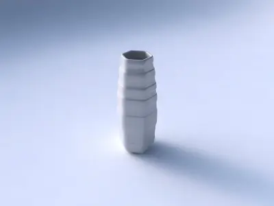 Vase squeezed hexagon with smooth horizontal ribbons  3D print model