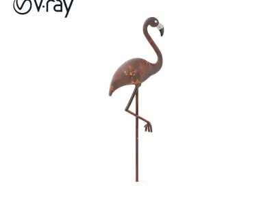 Rustic Flamingo Metal Garden Art Model Pack Low-poly 3D model