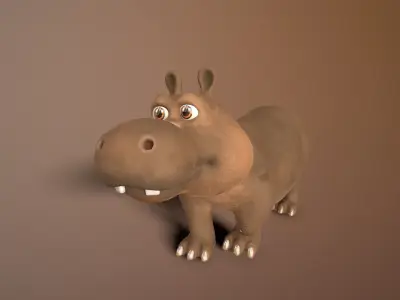 cartoon hippo Low-poly 3D model purchase
