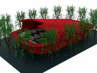 American football stadium Low-poly 3D model 5