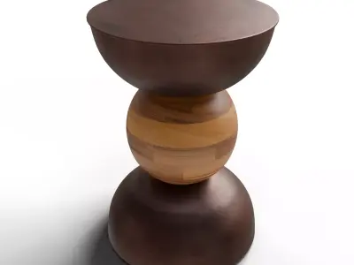 Iron and Mango Wood Round Accent Table 3D model