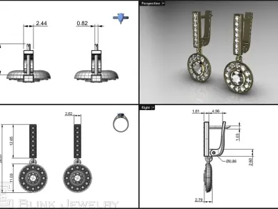 luxury diamond pendant earrings solid beautyful style ear ring 3D print model