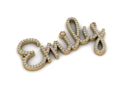 Custom Diamond Name Pendant EMILY 3D print model
