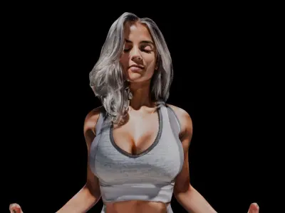 Meditating Female Yoga Pose 3D model