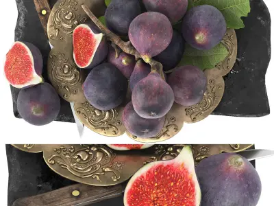 plate of figs fruit 3D model