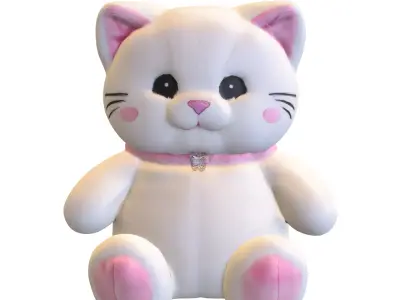Cute Plush Cats Toy Model Low-poly 3D model