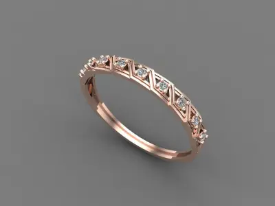 Women Ring Diamond Stone STL 3DM Lightweight Printable 3D print model 52