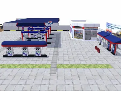 HP Petrol Pump Low-poly 3D model