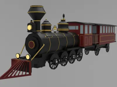 Locomotive steam Low-poly 3D model