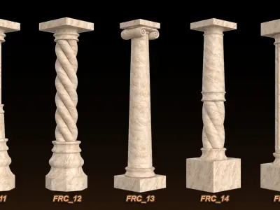 25 Roman column 3D Model Basemesh Low-poly 3D model