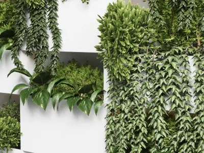 Collection Indoor plant-plant stand concrete vase 05 Low-poly 3D model