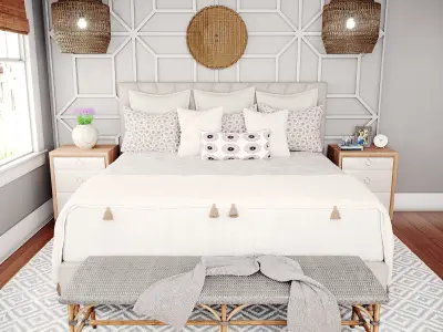 Realistic Interior Corona White Bedroom 3D model