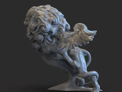 Lion Car Ornament with Wings 3D print model