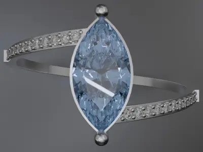 Marquise silver Ring 3D model jewelry 3D model