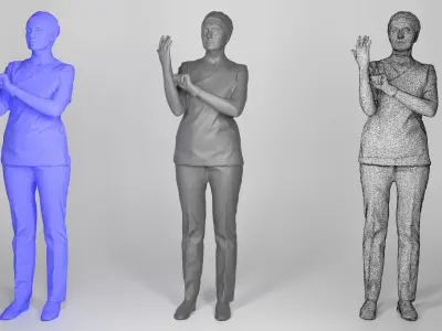 Female surgeon putting on sterile gloves 133 Low-poly 3D model