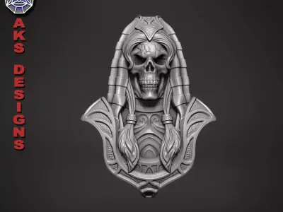 Egyptian women girl skull v1 Bas relief wall decoration 3D print model