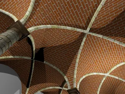 Vaulting 3-3    Romanic   750cm spaced   with thick curbs Low-poly 3D model