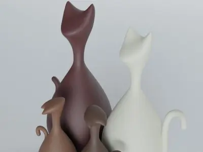 Cat figurines 3D model