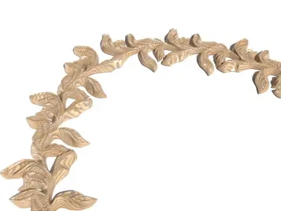 Frame-034 oval frame with leaves 3D model