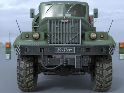 KRAZ-255 soviet military truck 3D model