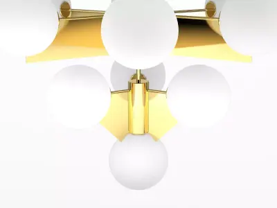Plane gold chandelier with balls hanging from it 3D model