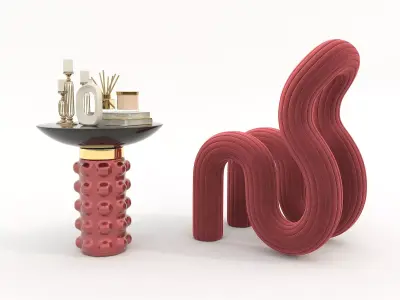 Modern Coffee Table and Chair 6 3D model