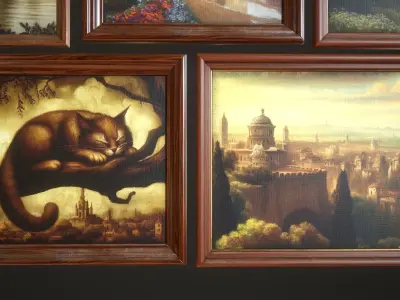 Set of vintage paintings Low-poly 3D model