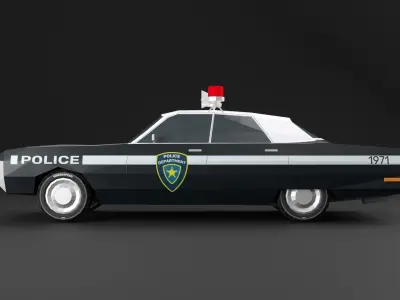 Police Car 1971 NY Low-Poly 3D Model 3D model