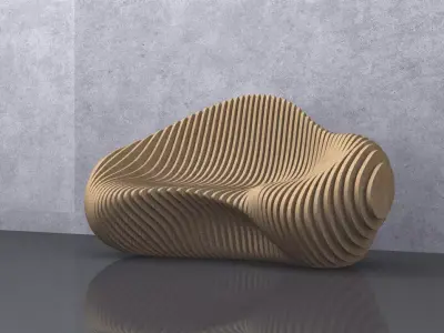 Parametric Wavy Wooden Furniture 01 - CNC files for cutting 3D model