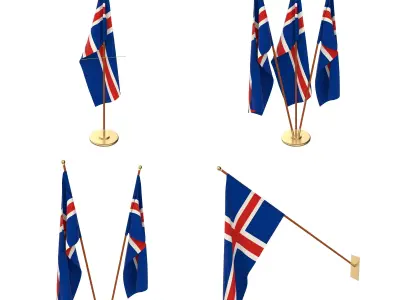 Iceland Flag Pack 3D model