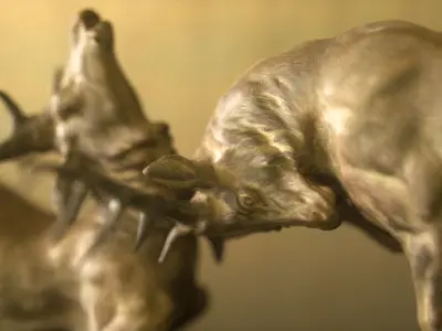 Deer Fight Low-poly 3D model