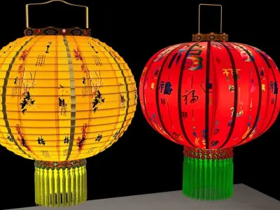 Chinese red lantern 3D model 40