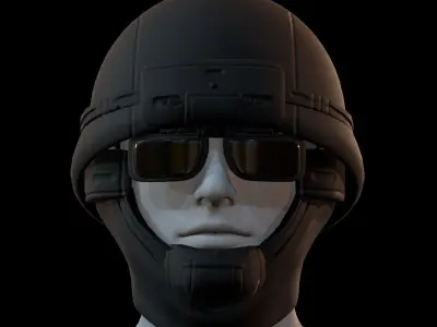 Gas mask helmet 3d model scifi Low-poly  Low-poly 3D model