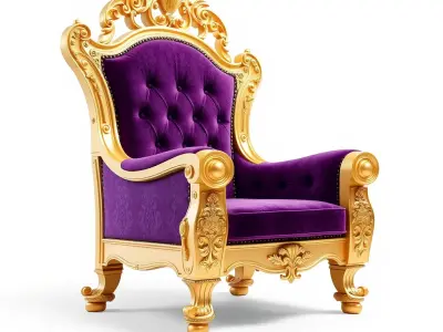 Ornate Royal Throne Chair Model Pack Low-poly 3D model