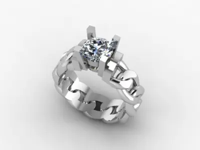  Chain Ring And Moissanite Diamond  3D print model