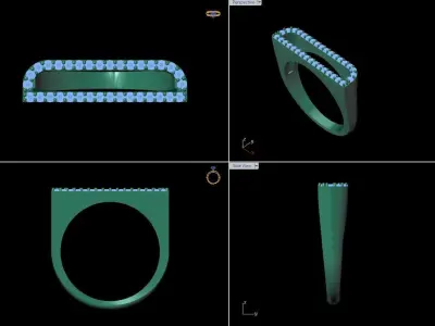 alphabet jewelry ring diamond letter D 3D print model