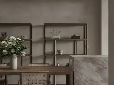 Modern living room dining room interior scenes 511 3D model