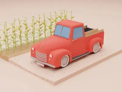 Rigged Farming Truck 3D model